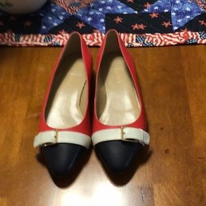 Talbots red, white and navy flats